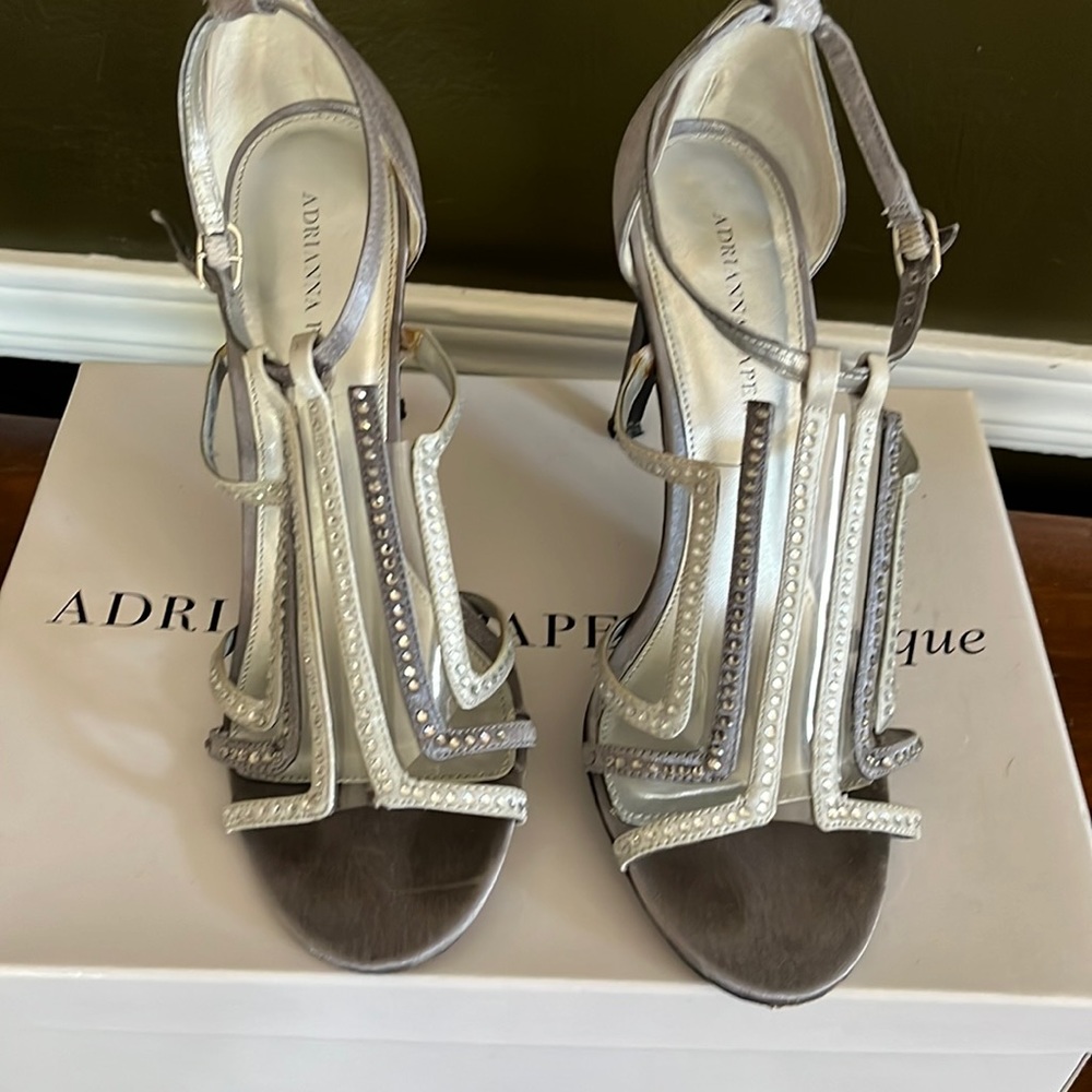 Pewter/iced high healed Sandles